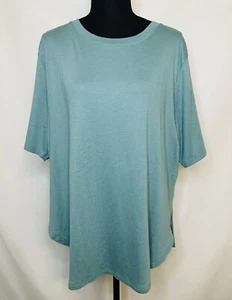 L.L. Bean Pima Cotton ReStore Short Sleeve Top Sea Pine Shirt Women's XL NWT - Picture 1 of 10