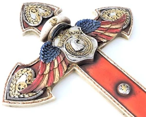 Marine Cross Angel Wings Military USMC Patriotic New 14x8 1/2 inch Wall Hanging - Picture 1 of 4
