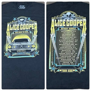 Alice Cooper 2022 Tour Double Sided Black Graphic T Shirt Band Size Medium - Picture 1 of 10