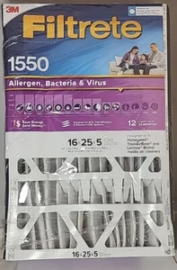 Filtrete 16x25x5" 1550 MPR Ultra Allergen Pleated Air Filter 3181077 MERV 12 - Picture 1 of 5