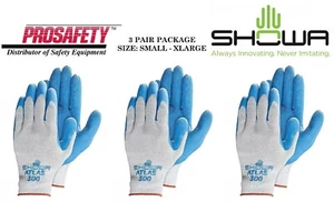 3- ATLAS 300 BLUE RUBBER Palm Coated General Purpose PROTECTIVE WORK GLOVES S-2X - Picture 1 of 3