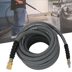 50ft x 3/8" Pressure Washer Hose Non-Marking - 4000 PSI Gray With Couplers - Picture 1 of 11