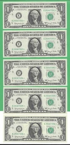 Series 1963A $1 FRN 5 Star Notes in Sequence (High Grade) Fr.1901E (56185) - Picture 1 of 2