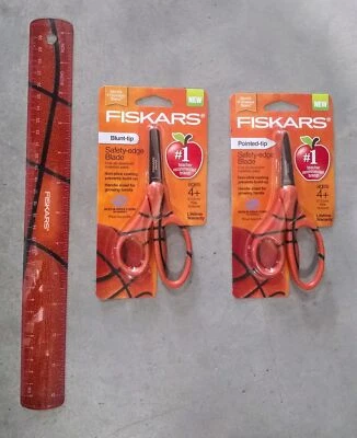 Fiskars 134162 篮球 MVP 5 英寸儿童 3 件剪刀和规则套装 — 第 1/3 张图片