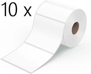 10 Rollen à 500 Thermodrucker 4 Zoll x 4,5 Zoll perforierte Versandetiketten Rollo Zebra - Bild 1 von 9