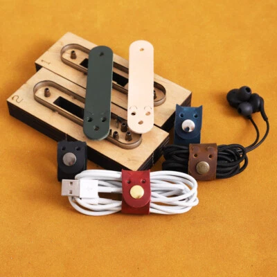 Cute Animal Phone Cable Ties Leather Cutting Die Cord Winder Organizer Template - Image 1 of 4