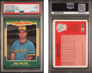 1986 Fleer Limited Edition #30 Paul Molitor HOF PSA 9-LOW POP 6, 13 higher - Picture 1 of 1
