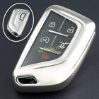 Silver TPU Full Cover Car Smart Key Case Holder For 2020-2022 Cadillac CT4 CT5