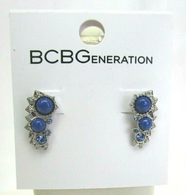 Pendientes BCBGeneration Tono Plata Media Luna Piedra Azul NUEVOS 41562 Foto 1 de 3