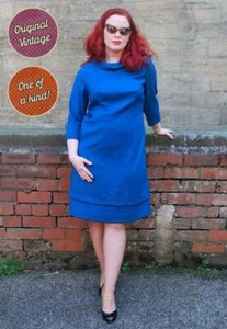 1940s Dress | 40s Vintage Deep Teal Brocade Shift Dress UK Size 14/16 40s Style - Picture 1 of 3