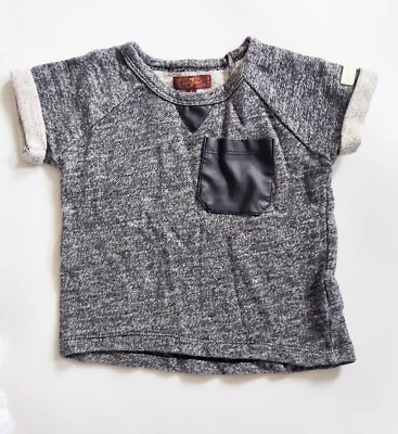 Camiseta de bolsillo de cuero gris jaspeado 7 for All Mankind para niños talla 4 Foto 1 de 4