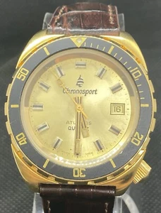 Chronosport Atlantis Divers Watch (Leather And Gold Band Included) - Picture 1 of 8