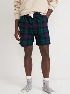 Old Navy Men's Matching Printed Flannel PJ Shorts - Green Plaid - Sz Large - Picture 1 of 1