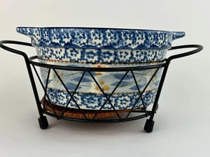 Temptations Presentable Ovenware Old World Blue 1 Qt Handled Baking Dish & Rack - Bild 1 von 10
