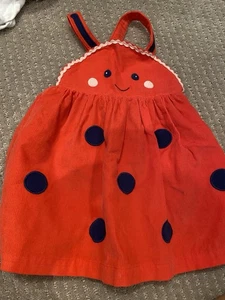 Vestido Delantal Mini Boden Ladybug Apliques 12-18 meses Rojo Claro Pana ¡¡RARO!!! - Imagen 1 de 5