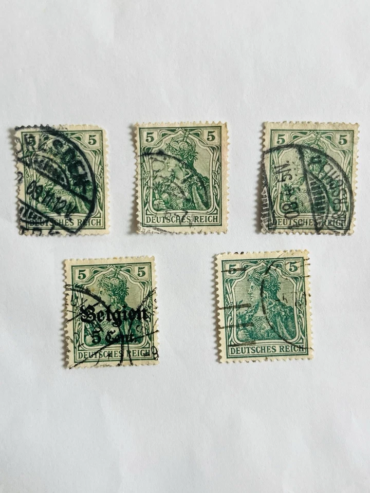 GERMAN "RARE" STAMP 5 pf DEUTSCHES REICH GREEN STAMP  - Image 1 of 3