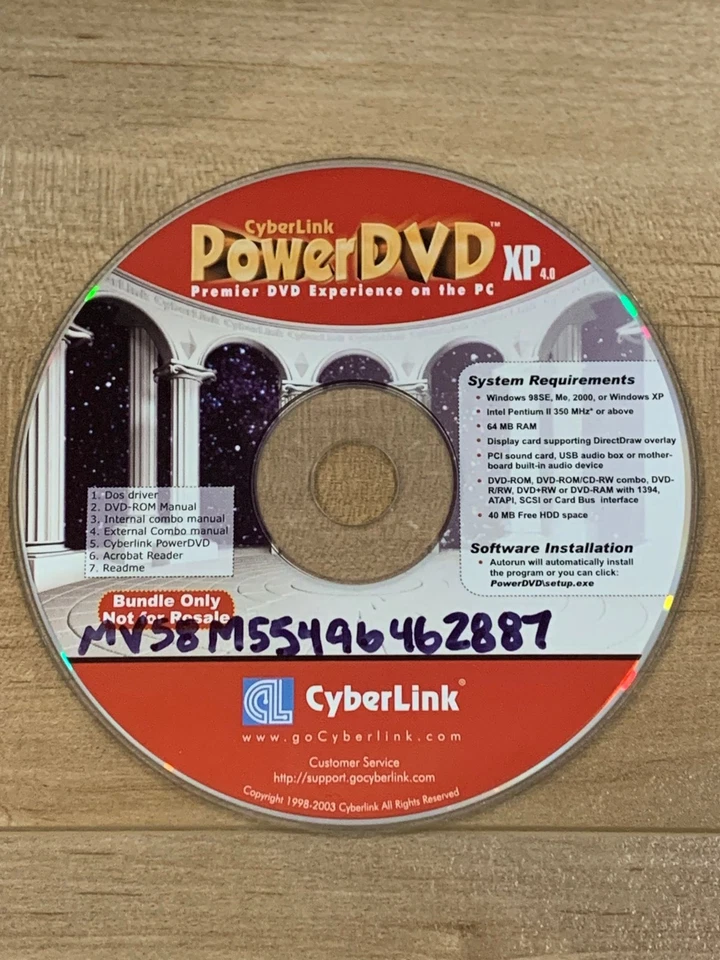 CyberLink PowerDVD XP 4.0 Premier DVD Software CD PC Bundle Only Not for Resale - Image 1 of 1