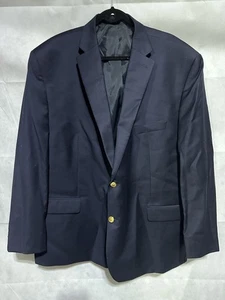 Lauren Ralph Lauren Blazer Jacket Mens 52 R Navy Blue Wool Gold Buttons Preppy - Picture 1 of 5