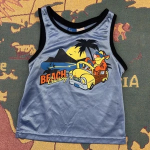 Vintage Disney Tigger Shirt Boys 5T "Beach Cruising" Tank Top Sleeveless Summer - Picture 1 of 6