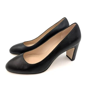 Stuart Weitzman Vida 75 Block Heel Pump Women's Leather Black Size US8B EU38.5 - Picture 1 of 12