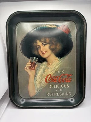 Vintage 1912 Coca-Cola Advertising Metal Serving Tray Woman Coke  - Image 1 of 4