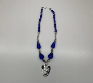 RLM Robert Lee Morris Sterling Silver 925 Cobalt Blue Necklace 21” - Picture 1 of 12