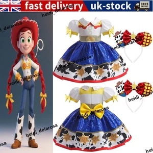 Kids Girls Toy Story Jessie Costume Sequin Tutu Skirt Birthday Party Fancy Dress - Picture 1 of 10