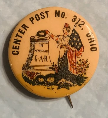 Correo Central Nº Botón 312 Sarahsville Oh Oh GAR Gran Ejército República Guerra Civil Foto 1 de 2