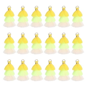 Mini Nappe Tristrato 1,6" Nappa Fatta a Mano Confezione da 25, Giallo Verde Bianco - Foto 1 di 6