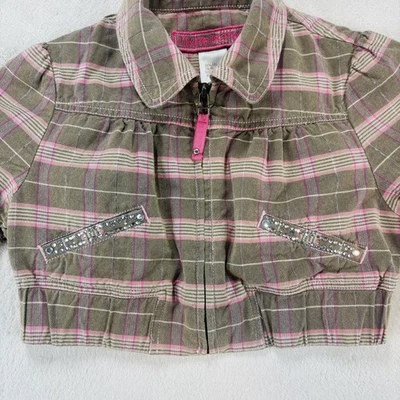 Vintage 2000s Limited Too Cropped Jacket Girls 12 Plaid Y2K Bubblegum Coquette - Image 1 of 4