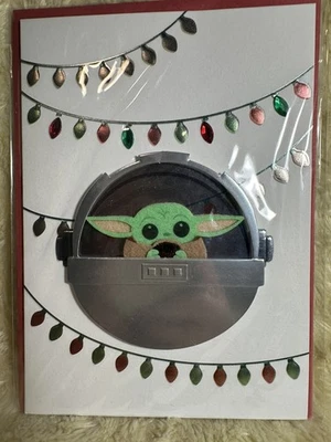 Papyrus Christmas Card Disney Star Wars 3D Die Cut Mandalorian Baby Yoda - Image 1 of 4