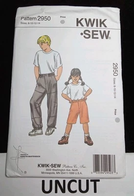 KWIK SEW UNCUT UNOPENED Pattern 2950 Boys Girls Kids Sz 8-10-12-14 Pants Shorts - Image 1 of 4
