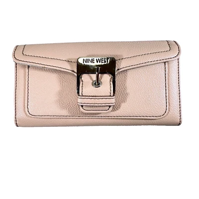 Cartera sin asas NINE WEST rosa polvoriento triple pliegue para tarjetas chequera hebilla a presión Foto 1 de 4
