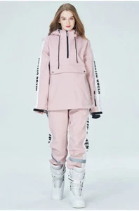 Women's Ski Jacket&Pants Set Loose Printed Lettering Waterproof Snow Ski Wear - Picture 1 of 45