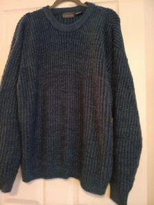 Men's Navy Loose Knit Crewneck Sweater - Picture 1 of 2