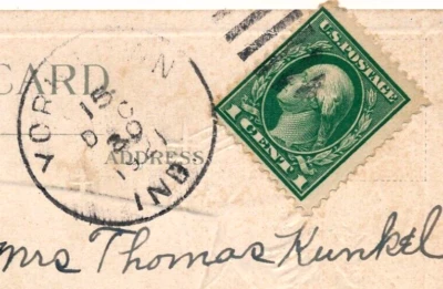 YORKTOWN IND. OVATE BARRED DUPLEX CANCEL. 1921- XMAS SEAL. GOOD LUCK TELEGRAM. - Image 1 of 4