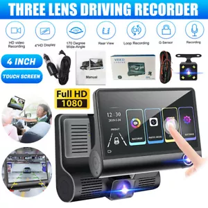 Dash Cam Camara De Seguridad Para Carro Auto 3 lenses Delantero/Trasero/Interior - Picture 1 of 14