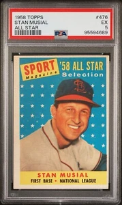1958 Topps Stan Musial All Star #476 PSA 5   GC158 - Picture 1 of 2