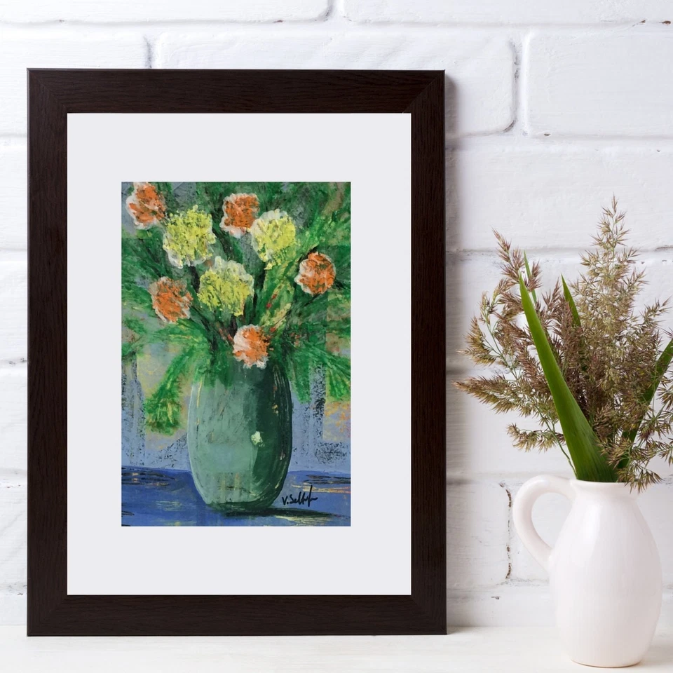 花卉艺术原创表现主义花卉 5x7 绘画现代纹理静物 — 第 1/1 张图片