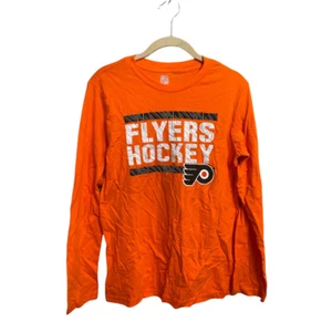 Philadelphia Flyers NHL Boys T-Shirt Orange White Crew Long Sleeve L 14-16 New - Picture 1 of 6
