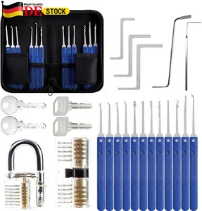 Lockpicking 17-Teiliges Dietrich Set mit 2 Transparent Trainingsschlössern Neu - Bild 1 von 7