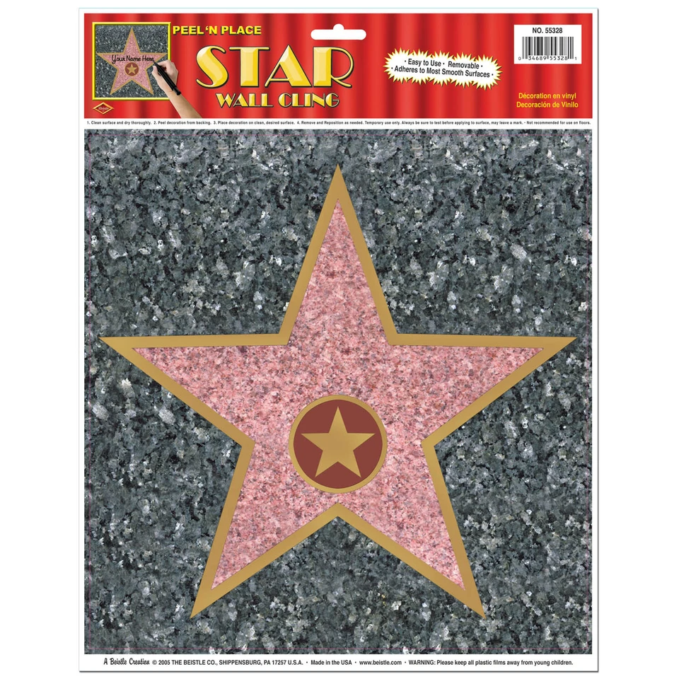 HOLLYWOOD STAR AWARDS NIGHT PEEL 'N' PLACE WALL CLING DECORATION - Image 1 of 1