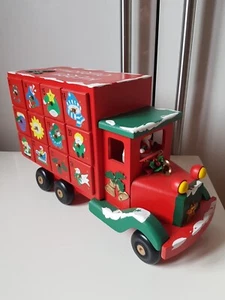 Adventskalender LKW Auto aus Holz, Weihnachtskalender Deko - Bild 1 von 20