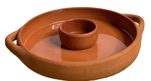 Pottery Barn Terracotta Clay Chip N & Dip Appetizer Server Platter Bowl Portugal - Picture 1 of 6