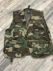 New Woodland Mil-Tec Fishing Hunting Vest 14 Pockets Open Design Mesh Lined - Picture 1 of 15