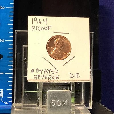 1964 Lincoln Cent proof Rotated reverse Die Error - Image 1 of 4