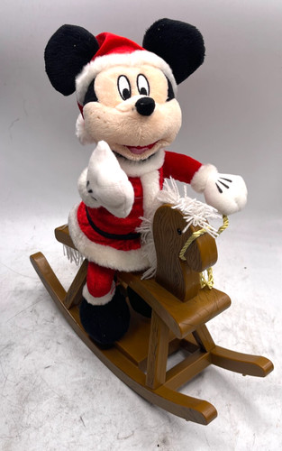 Disney Singing Mickey Mouse Santa Rocking Horse Christmas Plush 12 ...