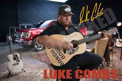 Luke Combs Beautiful Crazy Fast Car 2023 signed 12x18 inch photograph poster - Image 1 of 4