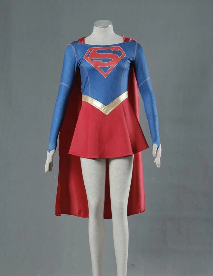 Supergirl-Kostüm Für Mädchen – Blau-rot – Größe 116/128 (ca. 7-8 Jahre) – Inkl. Kleid & Umhang
