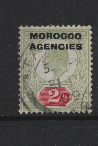 Morocco Agencies 1907 Two Penny SG33 used Cover